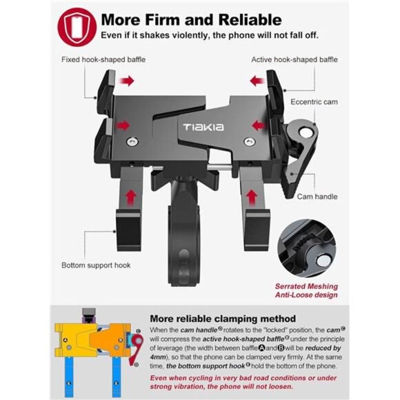 Bike Phone Mount Holder, Aluminum Motorcycle Phone Mount, Handlebar Mounted Cell - Picture 4 of 7